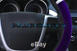 Flocking Auto Car Steering Wheel Cover Non-slip Soft Grip Black Purple 38CM 15