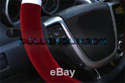 Flocking Auto Car Steering Wheel Cover Non-slip Soft Grip Black White 38CM 15