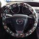 Flowery Sugar Skull Dia de los Muertos Day of the Dead Steering Wheel Cover
