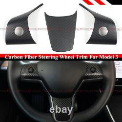 For 17-2021 Tesla Model 3 & Model Y Matt Carbon Fiber Steering Wheel Trim Covers