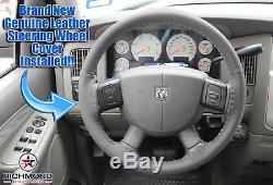 For 2006 Dodge Ram 2500 3500 SLT Laramie -Dark Gray Leather Steering Wheel Cover