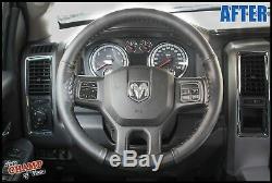 For 2013-2017 Dodge Ram 1500 2500 3500 -Leather Wrap Steering Wheel Cover, Black