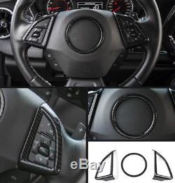 For 2017-18 Chevrolet Camaro Carbon fiber style Steering wheel cover trim 3PCS