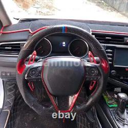 For 2019+ Toyota Camry Corolla Crown Real Carbon Fiber Steering Wheel Red-Black