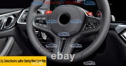 For 2022-2025 BMW G42 2 Series Dry Carbon/Leather Steering Wheel Cover Plate 1pc