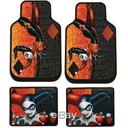 For Audi New Harley Quinn Car Seat Covers Floor Mats Steering Wheel Cover Set