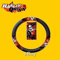 For Audi New Harley Quinn Car Seat Covers Floor Mats Steering Wheel Cover Set