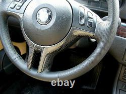 For BMW E46 E39 E53 X5 3 5 Series REAL Carbon Fiber CF Steering Wheel Trim Cover