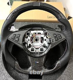For BMW E60 M5 E63 E64 M6 04-08 Carbon Fiber LED steering wheel+Cover No paddle