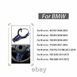 For BMW M2 F87 M3 F80 M4 F82 M6 F12 X6M Carbon Fiber Steering Wheel Trim /w Blue