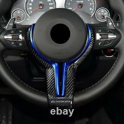 For BMW M2 F87 M3 F80 M4 F82 M6 F12 X6M Carbon Fiber Steering Wheel Trim /w Blue