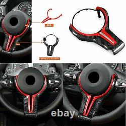 For BMW M2 F87 M3 F80 M4 F82 M6 F12 X6M Carbon Fiber Steering Wheel Trim /w Red