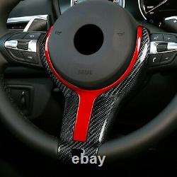 For BMW M-sport F20 F22 F30 2013-2019 Carbon Fiber Steering Wheel Trim /w Red