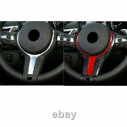 For BMW M-sport F20 F22 F30 2013-2019 Carbon Fiber Steering Wheel Trim /w Red
