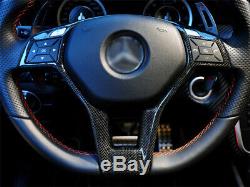 For Benz W204 W176 W117 AMG W212 W207 Carbon Fiber Steering Wheel Trim Cover New
