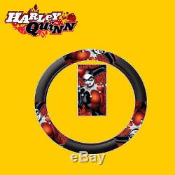 For Ford New Harley Quinn Car Seat Covers Floor Mats Steering Wheel Cover Set