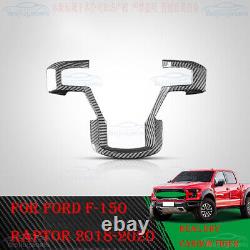 For Ford Raptor F-150 15-20 Dry Carbon Fiber Interior Steering Wheel Cover Trim