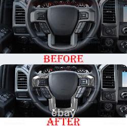 For Ford Raptor F-150 15-20 Dry Carbon Fiber Interior Steering Wheel Cover Trim