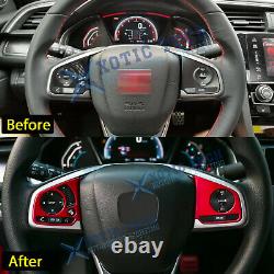 For Honda Civic 2016-2020 10th Inner Red Steering Wheel Switch Frame Cover Trims