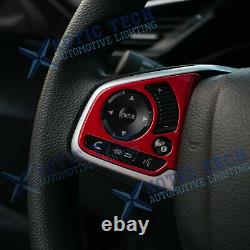 For Honda Civic 2016-2020 10th Inner Red Steering Wheel Switch Frame Cover Trims