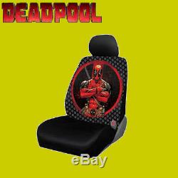 For Honda New Deadpool Car Seat Covers Floor Mat Steering Wheel Cover Set