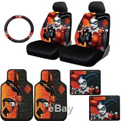 For Kia New Harley Quinn Car Seat Covers Floor Mats Steering Wheel Cover Set