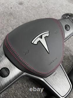 For Tesla Model3 Model Y Steering Wheel Horn Cover Leather Trim Wrap Custom