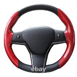 For Tesla Model 3 & Y Steering Wheel Cover Comfortable Anti-Slip Carbon Fiber Re