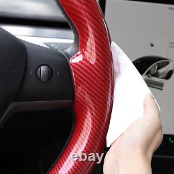 For Tesla Model 3 & Y Steering Wheel Cover Comfortable Anti-Slip Carbon Fiber Re