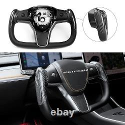 For Tesla Yoke Steering Wheel For Model 3 Model Y Leather Wrapped Carbon Fiber