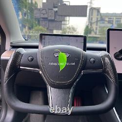 For Tesla Yoke Steering Wheel For Model 3 Model Y Leather Wrapped Carbon Fiber