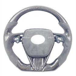 For Toyota Camry Corolla 2018-2022 Real Carbon Fiber Alcantara Steering Wheel