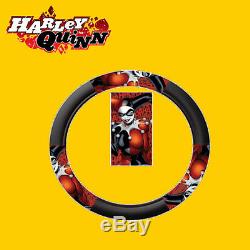 For Vw New Harley Quinn Car Seat Covers Floor Mats Steering Wheel Cover Set