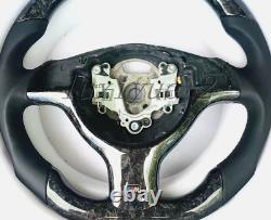 Forged carbon fiber steering wheel bottom Cover for BMW E46 2001+ Installation
