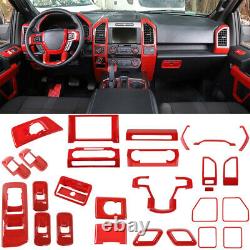 Full Cover Kit Interior Decor Panel Trim for Ford F150 2015-2019 Red Accessories