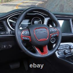 Full Set Steering Wheel Dash Trim Cover Kit for Dodge Durango 11+ Red Carbon 15x