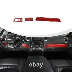 Full Set Steering Wheel Dash Trim Cover Kit for Dodge Durango 11+ Red Carbon 15x