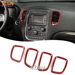 Full Set Steering Wheel Dash Trim Cover Kit for Dodge Durango 11+ Red Carbon 15x