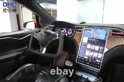 Full leather Carbon fiber patch Tesla Model x y s x 360 yoke car steering wheel