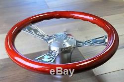 GOLF CART FLAME REAL WOOD STEERING WHEEL AND HUB WithCOLUMN COVER