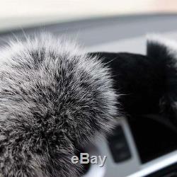 Genuine Merino Sheepskin Fox Fur Car Steering Wheel Cover 15 38CM Mercedes BMW
