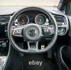 Genuine OEM VW Golf MK7 R line flat bottom steering wheel silver trim bezel. 9C1