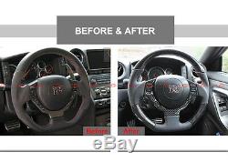 Glossy Carbon Fiber Steering Wheel Center Trim Cover For 2009-16 Nissan Gtr R35
