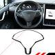 Glossy Carbon Fiber Steering Wheel Center Trim Cover For Tesla Model X & Model S