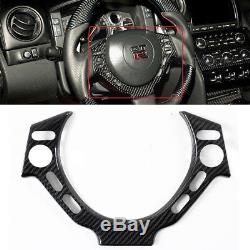 Glossy Carbon Fiber Steering Wheel Cover For Nissan GTR GT-R R35 R-35 2009-2016