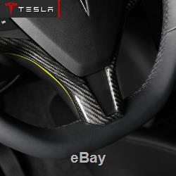 Glossy Carbon Fiber Steering Wheel Cover Frame Trim Fr Tesla Model S X 90D P100D