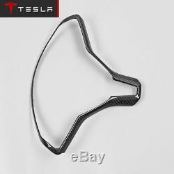 Glossy Carbon Fiber Steering Wheel Cover Frame Trim Fr Tesla Model S X 90D P100D