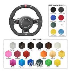 Gray Alcantara Red Car Steering Wheel Cover Wraps for Audi TT RS 8J RS 3 8P