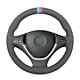 Grey Alcantara Car Steering Wheel Cover for BMW X5 E70 2006 2007-2013 X6 E71 E72
