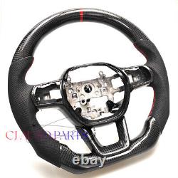 Gross Black Carbon Fiber Steering Wheel For Honda CIVIC Red Accent